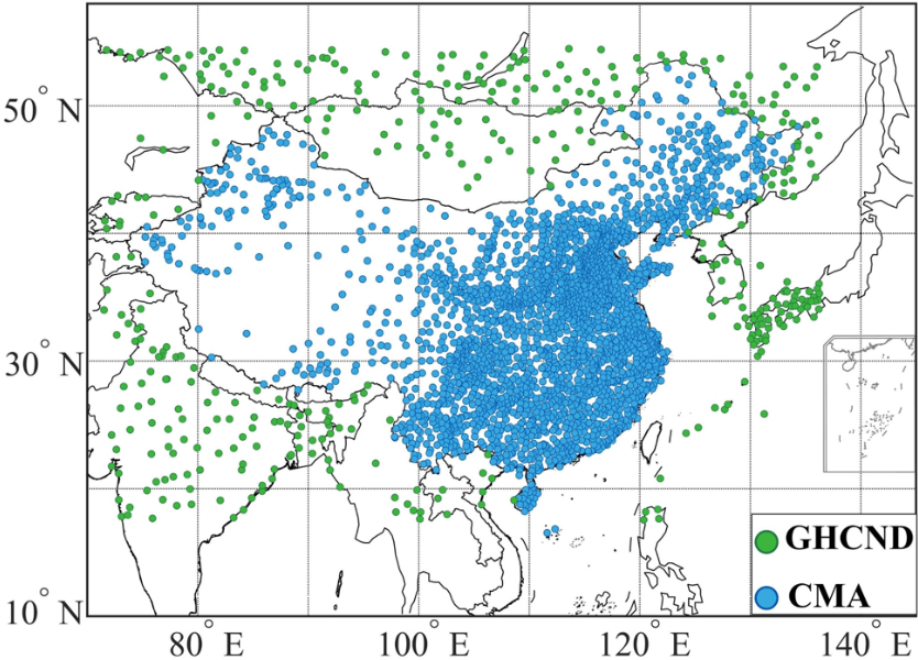 中国2839个站点逐日降水数据集（1961-2022年，0.1°/0.25
