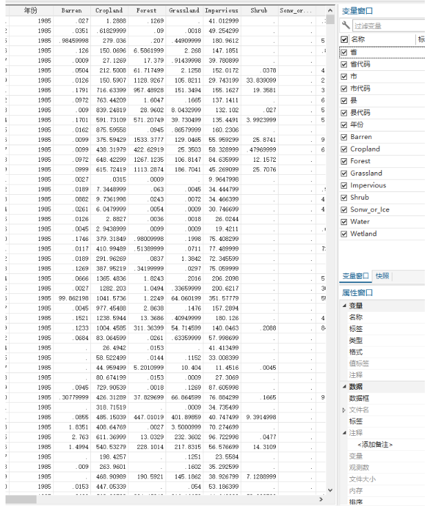 省市县土地覆盖面积数据1985-2023年